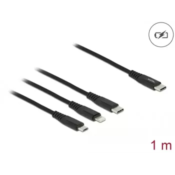 USB įkrovimo laidas DeLOCK 87149 3 in 1 USB Type-C į Lightning / Micro USB, 1 m
