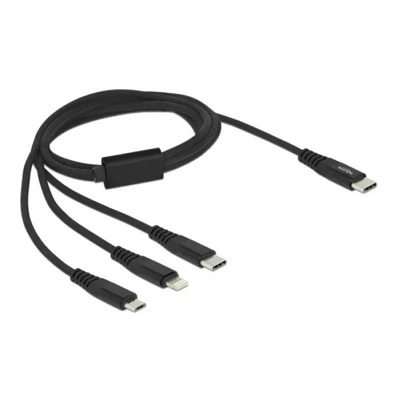USB įkrovimo laidas DeLOCK 87149 3 in 1 USB Type-C į Lightning / Micro USB, 1 m