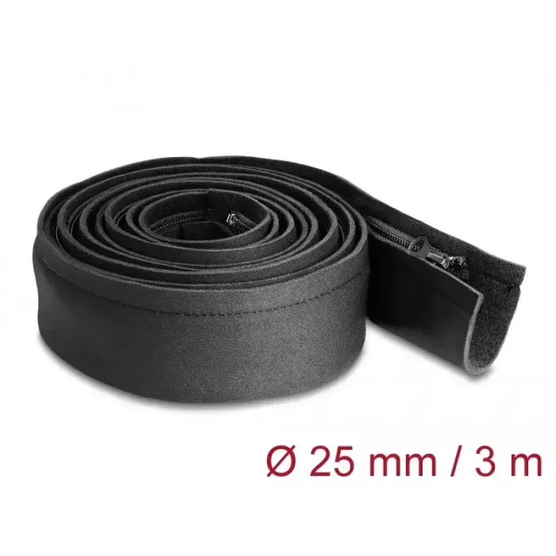 DeLOCK Neopreninis kabelių movos rankovė su užtrauktuku 3 m x 100 mm juoda