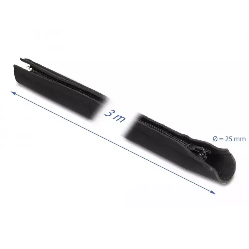 DeLOCK Neopreninis kabelių movos rankovė su užtrauktuku 3 m x 100 mm juoda