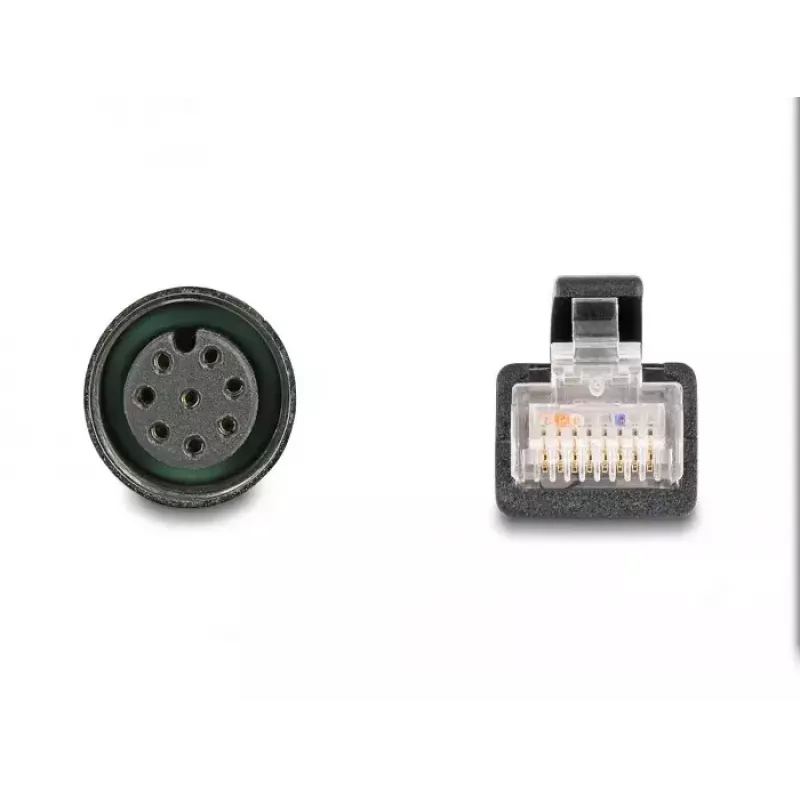 DeLOCK M12 adapterinis kabelis A-koduotas 8 kontaktų moteriškas į RJ45 vyrišką 50 cm
