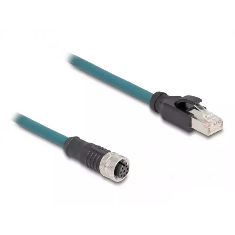 DeLOCK M12 adapterinis kabelis A-koduotas 8 kontaktų moteriškas į RJ45 vyrišką 50 cm