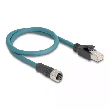 DeLOCK M12 adapterinis kabelis A-koduotas 8 kontaktų moteriškas į RJ45 vyrišką 50 cm