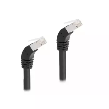 Tinklo kabelis DeLOCK RJ45 Cat.6A S/FTP 45° žemyn lenktas 0,5 m juodas