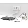 DeLOCK 11497 3 krypčių kištukinių lizdų kubas su 1,5 m ilginimo kabeliu, USB įkrovikliu, apsauga nuo vaikų, baltas