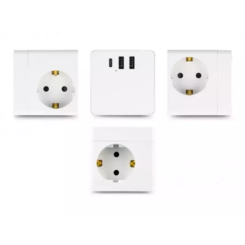 DeLOCK 11497 3 krypčių kištukinių lizdų kubas su 1,5 m ilginimo kabeliu, USB įkrovikliu, apsauga nuo vaikų, baltas