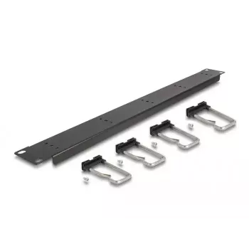 Kabelių tvarkymo skydelis DeLOCK 19 colių 66918 su 5 metaliniais kabliukais juodas