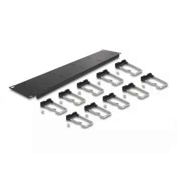 Kabelių valdymo panelė DeLOCK 19 colių 66919 su 10 metalinių kabliukų juoda