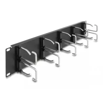 Kabelių valdymo panelė DeLOCK 19 colių 66919 su 10 metalinių kabliukų juoda