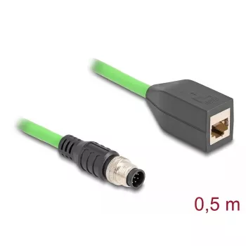 DeLOCK 60570 pramoninis eterneto kabelis M12, 0,5 m, UL 94