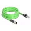 Tinklo kabelis DeLOCK M12 D-koduotas 4 kontaktų kištukas į RJ45 kištuką PUR (TPU) 1 m