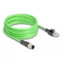 Tinklo kabelis DeLOCK M12 D-koduotas 4 kontaktų kištukas į RJ45 kištuką PUR (TPU) 1 m