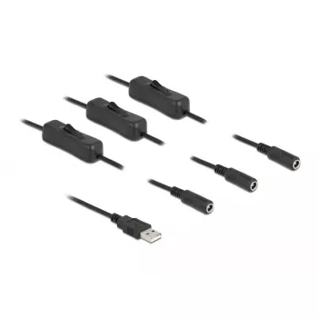 Laidas USB Type-A kištukas į 3 x DC 5,5 x 2,1 mm lizdą su jungikliu DeLOCK 86798