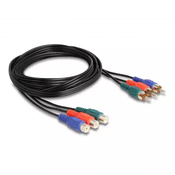 DeLOCK RCA RGB prailginimo kabelis 3 x kištukas į 3 x lizdą 1 m