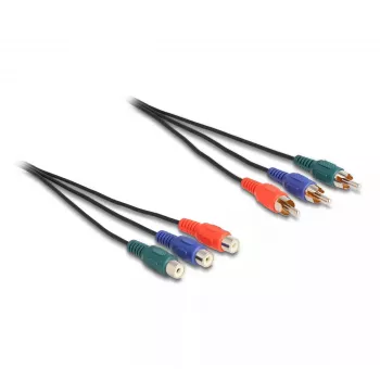 DeLOCK RCA RGB prailginimo kabelis 3 x kištukas į 3 x lizdą 1 m