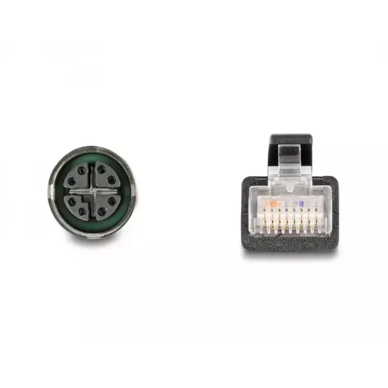 DeLOCK M12 adapterinis kabelis X-koduotas 8 kontaktų moteriškas į RJ45 vyrišką 50 cm