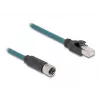 DeLOCK M12 adapterinis kabelis X-koduotas 8 kontaktų moteriškas į RJ45 vyrišką 50 cm