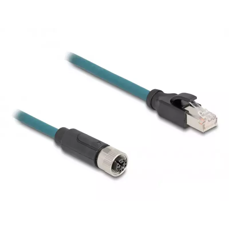 DeLOCK M12 adapterinis kabelis X-koduotas 8 kontaktų moteriškas į RJ45 vyrišką 50 cm