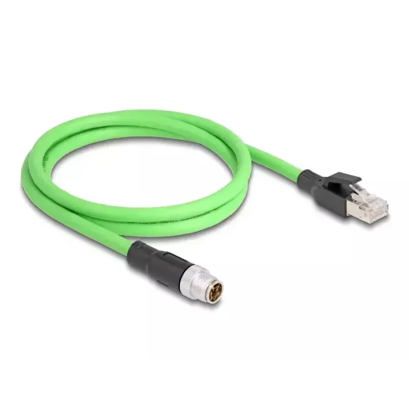 DeLOCK M12 X-koduotas 8 kontaktų vyriškas į RJ45 vyrišką tinklo kabelis PUR TPU 2 m
