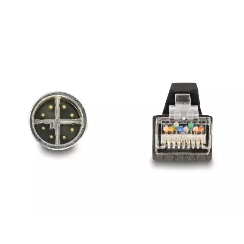 DeLOCK M12 X-koduotas 8 kontaktų vyriškas į RJ45 vyrišką tinklo kabelis PUR TPU 2 m