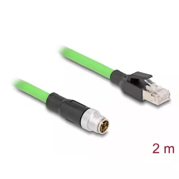 DeLOCK M12 X-koduotas 8 kontaktų vyriškas į RJ45 vyrišką tinklo kabelis PUR TPU 2 m