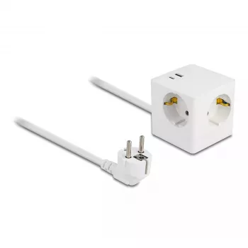 DeLOCK 11502 Maitinimo ilgintuvas 1,5 m 3 AC lizdai Baltas