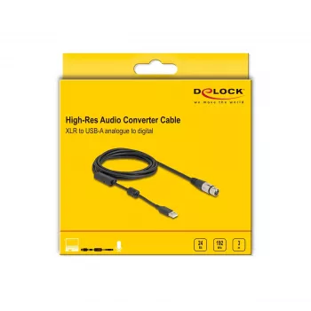 DeLOCK garso kabelis 3 m XLR 3 kontaktų USB-A juodas sidabrinis 84178