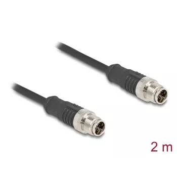 Tinklo kabelis DeLOCK M12 X-coded 8 kontaktų vyras-vyras Cat5e 2 m juodas