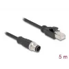 Tinklo kabelis DeLOCK M12 D-koduotas 4 kontaktų vyriškas į RJ45 vyrišką Cat5e 5 m juodas