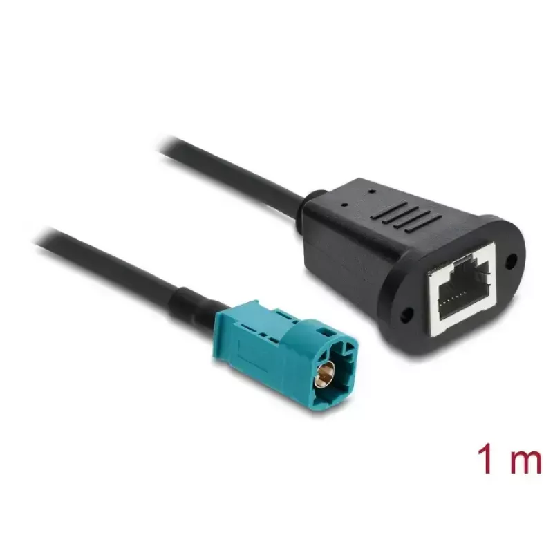 Koaksialinis kabelis DELOCK 90699 su HSD Z į RJ-45 jungtimis, 1 m, juodas/mėlynas