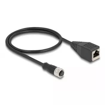 DeLOCK M12 adapterinis kabelis D-koduotas 4 kontaktų moteriškas M12 į RJ45 moterišką 50 cm
