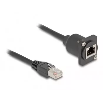 DeLOCK D-Type RJ45 laidas kištukas į lizdą Cat.5e juodas 20 cm