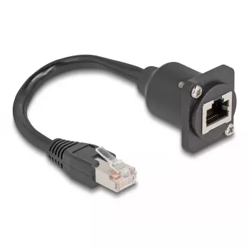DeLOCK D-Type RJ45 laidas kištukas į lizdą Cat.5e juodas 20 cm