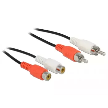 Garso kabelis DeLOCK 85807 5 m 2 x RCA (kištukas) į 2 x RCA (lizdas), juoda/raudona/balta