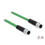DeLOCK 85918 pramoninis M12 D-koduotas 4 kontaktų kištukas–kištukas kabelis, SF/FTP, be halogenų, 2 m, žalias