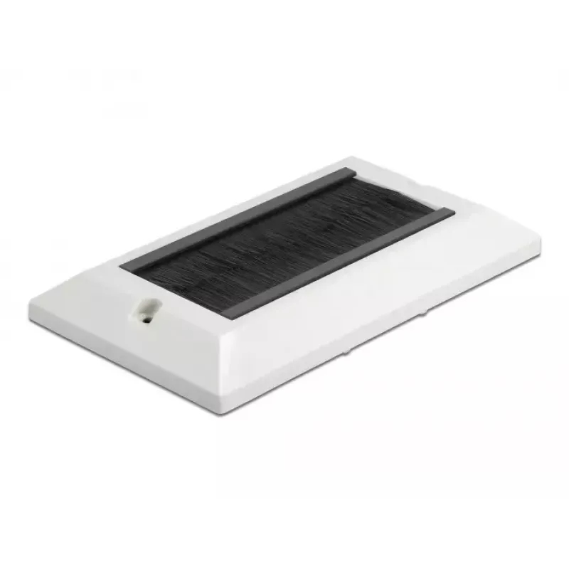 DeLOCK 66492 kabelių valdymo dangtelis 146 x 86 mm su juodais šepetėlių ruožais, baltas