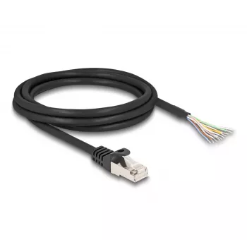 DeLOCK RJ50 (vyriškas) į atvirus laidų galus S/FTP 2 m juodas kabelis