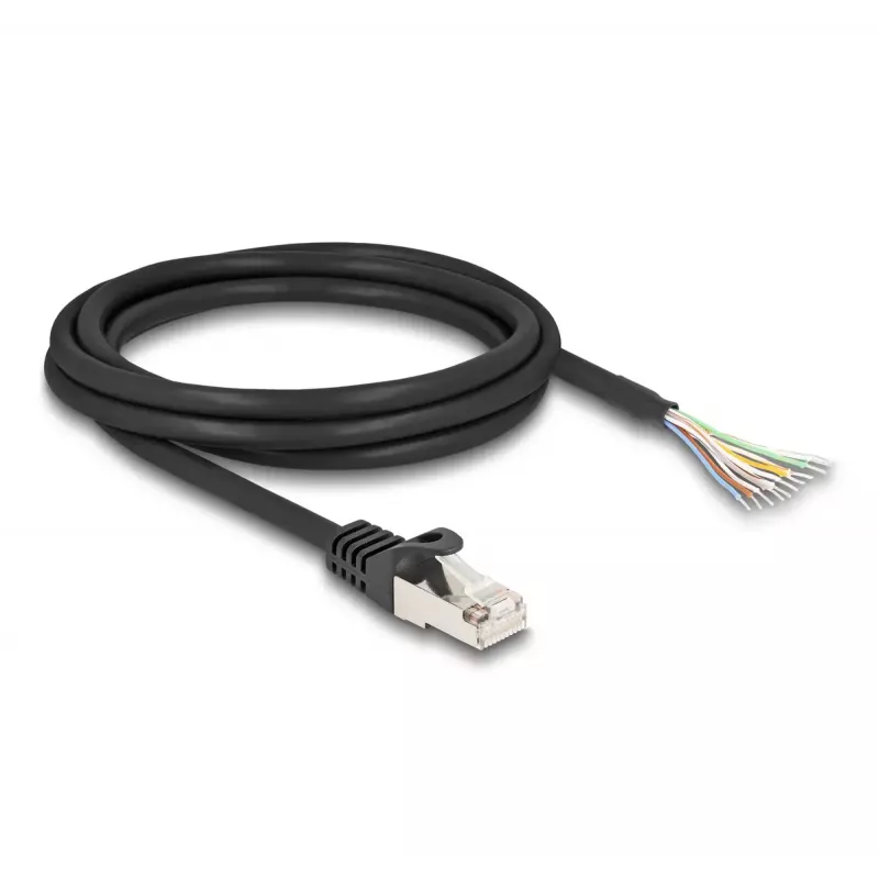 DeLOCK RJ50 (vyriškas) į atvirus laidų galus S/FTP 2 m juodas kabelis