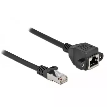 Prailginimo laidas DeLOCK S/FTP RJ45 kištukas į RJ45 lizdą Cat.6A 1 m juodas 87001