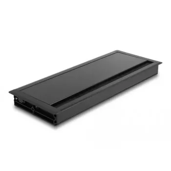 DeLOCK kabelių pravedimo dėžutė su šepetėliu stalo montavimui 300 x 120 x 28 mm juoda
