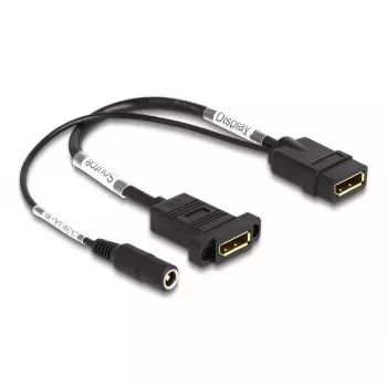DeLOCK DisplayPort kabelis 4K 60 Hz su nuolatinės srovės maitinimo įvadu 0,30 m skydiniam montavimui