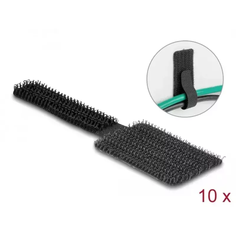 DeLOCK Mini Lipdukas kabeliams tvirtinti 90mm x 24mm lipnus 10 vnt juodi