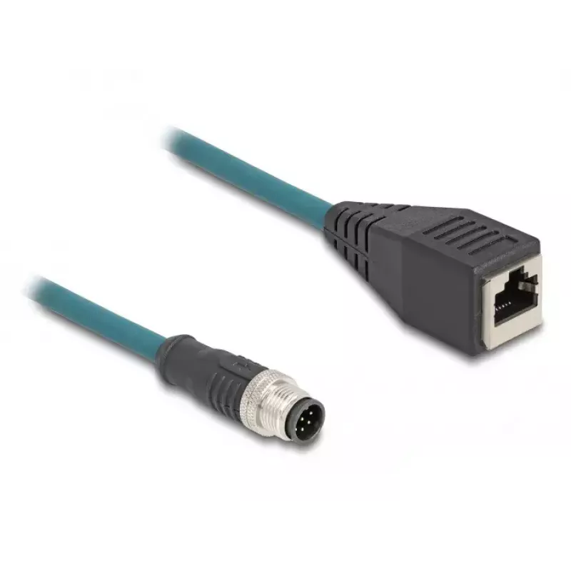 DeLOCK M12 adapterinis kabelis A-koduotas 8 kontaktų kištukas į RJ45 lizdą 50 cm