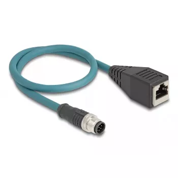 DeLOCK M12 adapterinis kabelis A-koduotas 8 kontaktų kištukas į RJ45 lizdą 50 cm