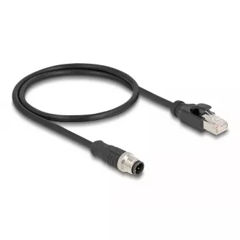DeLOCK M12 adapterinis kabelis D-koduotas 4 kontaktų kištukas į RJ45 kištuką 50 cm