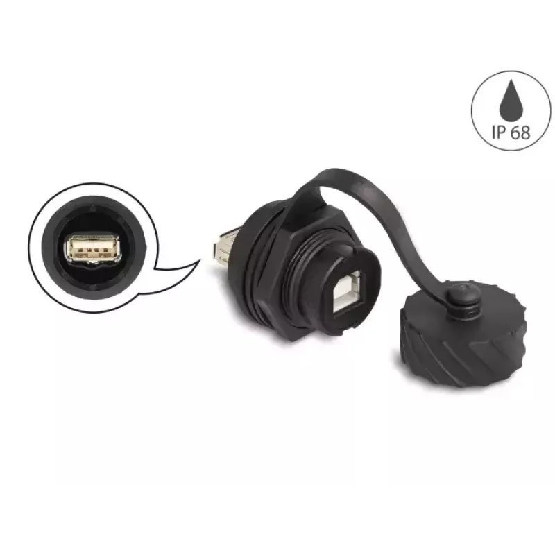 DeLOCK USB 2.0 jungtis, Type-B motina į Type-A motina, IP68, juoda