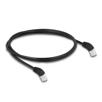DeLOCK RJ45 tinklo kabelis Cat.6A S/FTP 45° kampu į viršų 1 m juodas