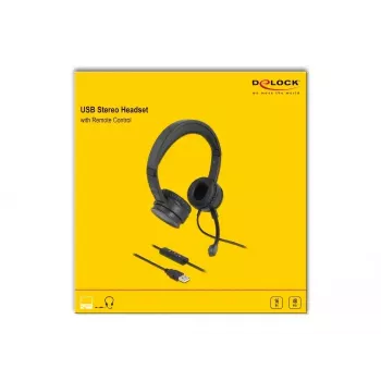 Ausinės DeLOCK USB stereo ausinės su kabeliniu nuotolinio valdymo pulteliu