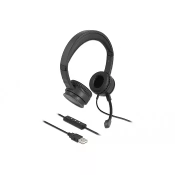 Ausinės DeLOCK USB stereo ausinės su kabeliniu nuotolinio valdymo pulteliu