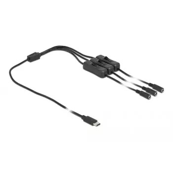 USB Type-C (vyriškas) į 3 x DC 5.5 x 2.1 mm (moteriškas) kabelis DeLOCK 86801